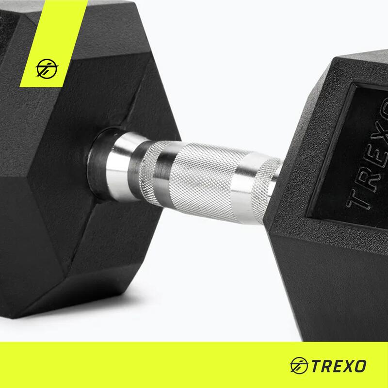 Haltère TREXO caoutchouté Hexagonale 3