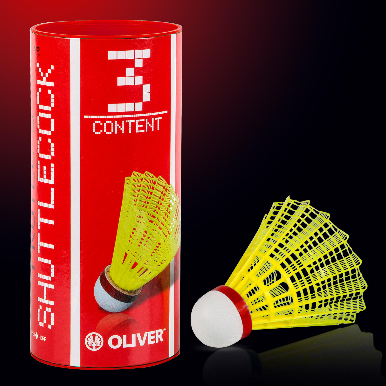 OLIVER Nylon shuttlecocks - Pro-Tec 5 / 3-pack rood 2/2