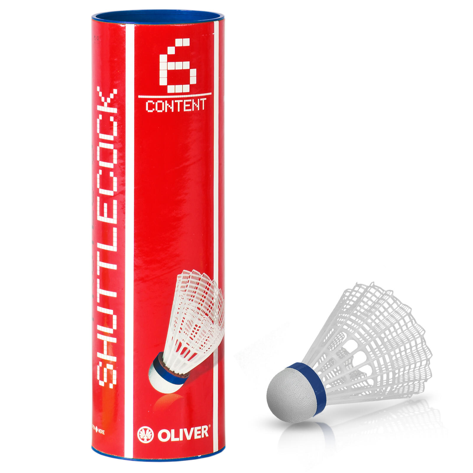 OLIVER OLIVER Nylon shuttlecocks - 6-pack wit/blauw