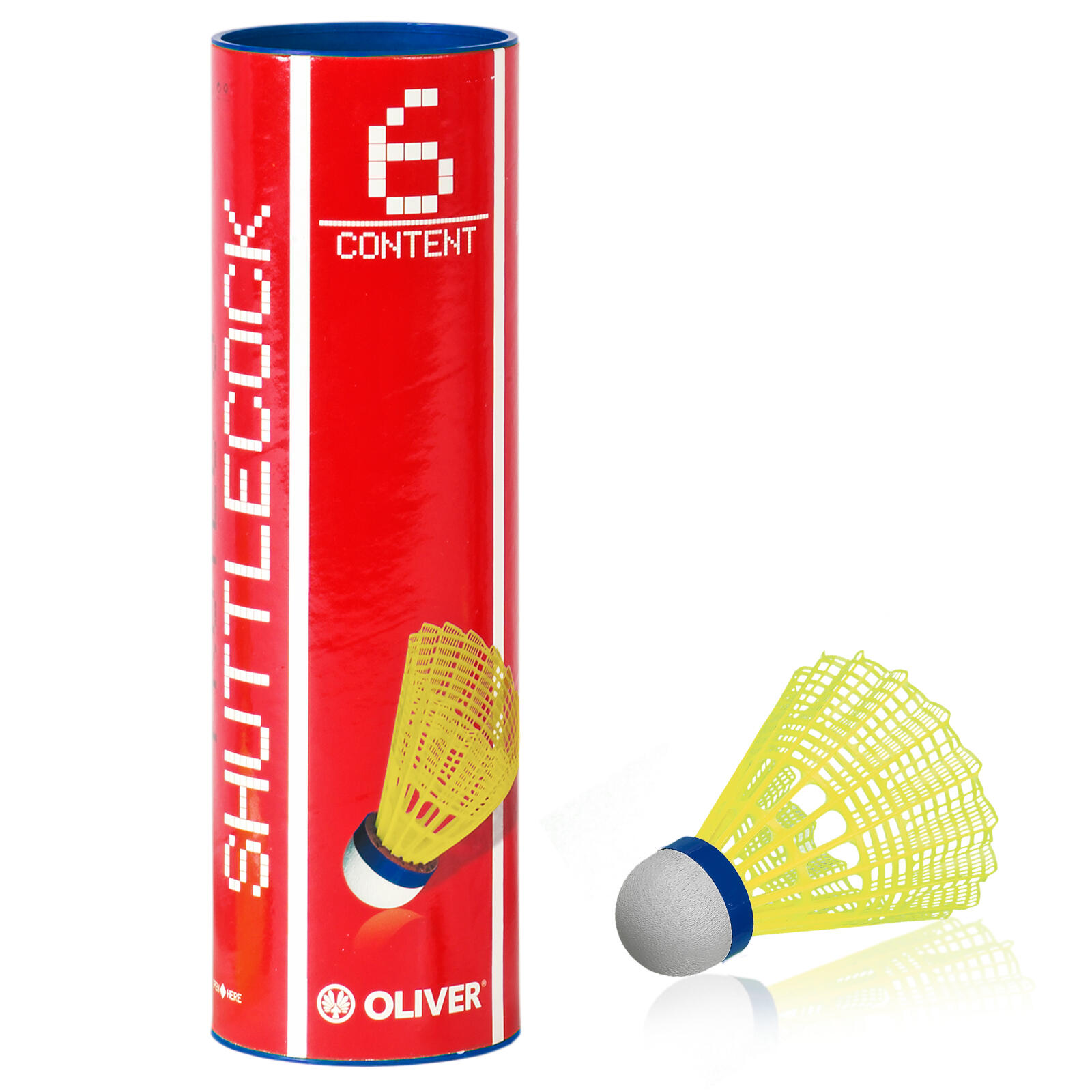 OLIVER OLIVER Nylon shuttlecocks - Pro-Tec 5 / 6-pack geel-blauw