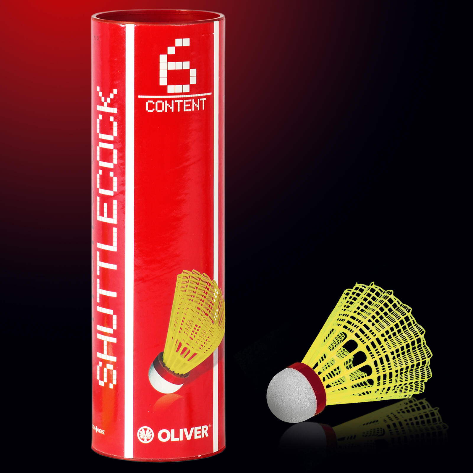 OLIVER Nylon shuttlecocks - 6-pack wit/rood 2/2