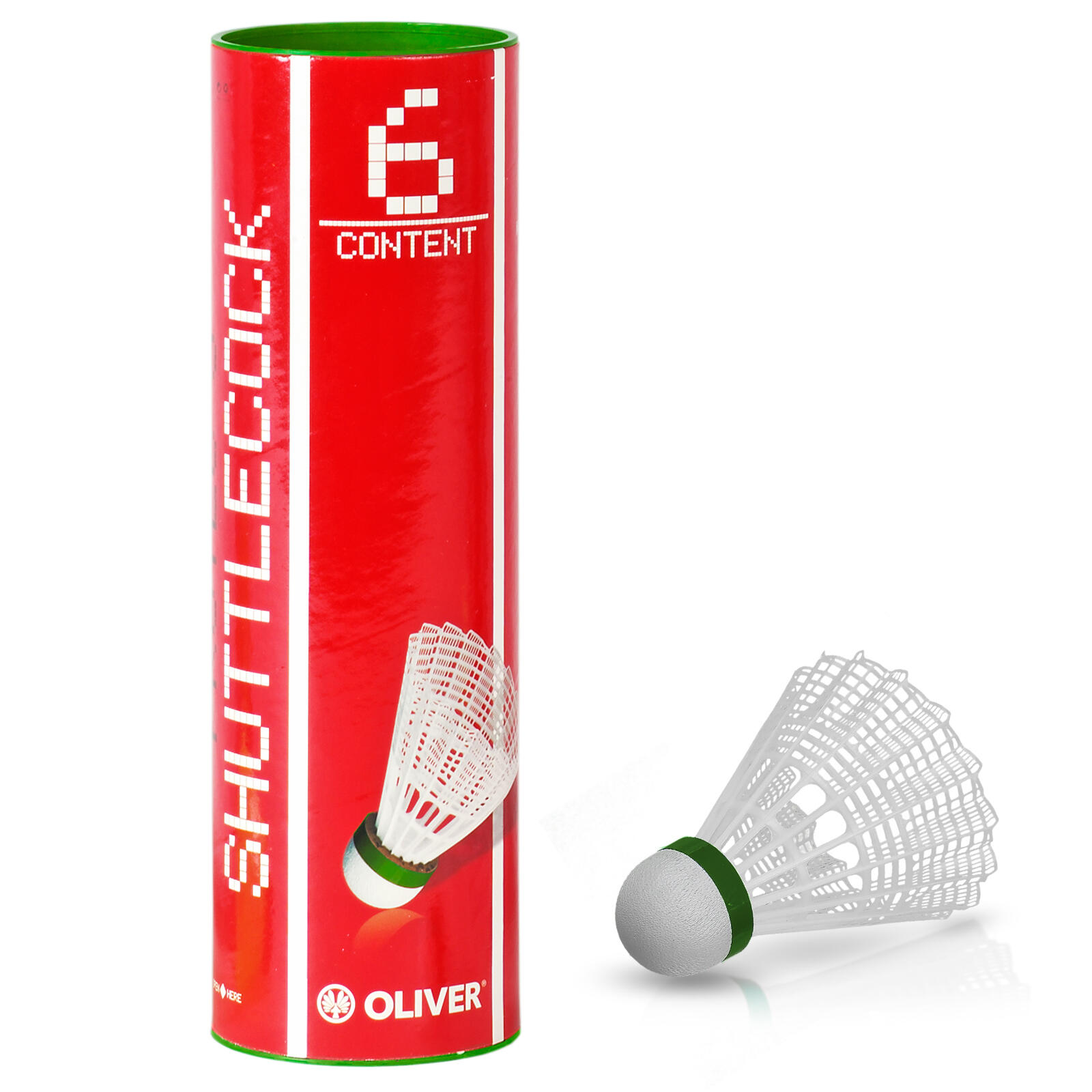OLIVER OLIVER Nylon shuttlecocks - 6-pack wit/groen