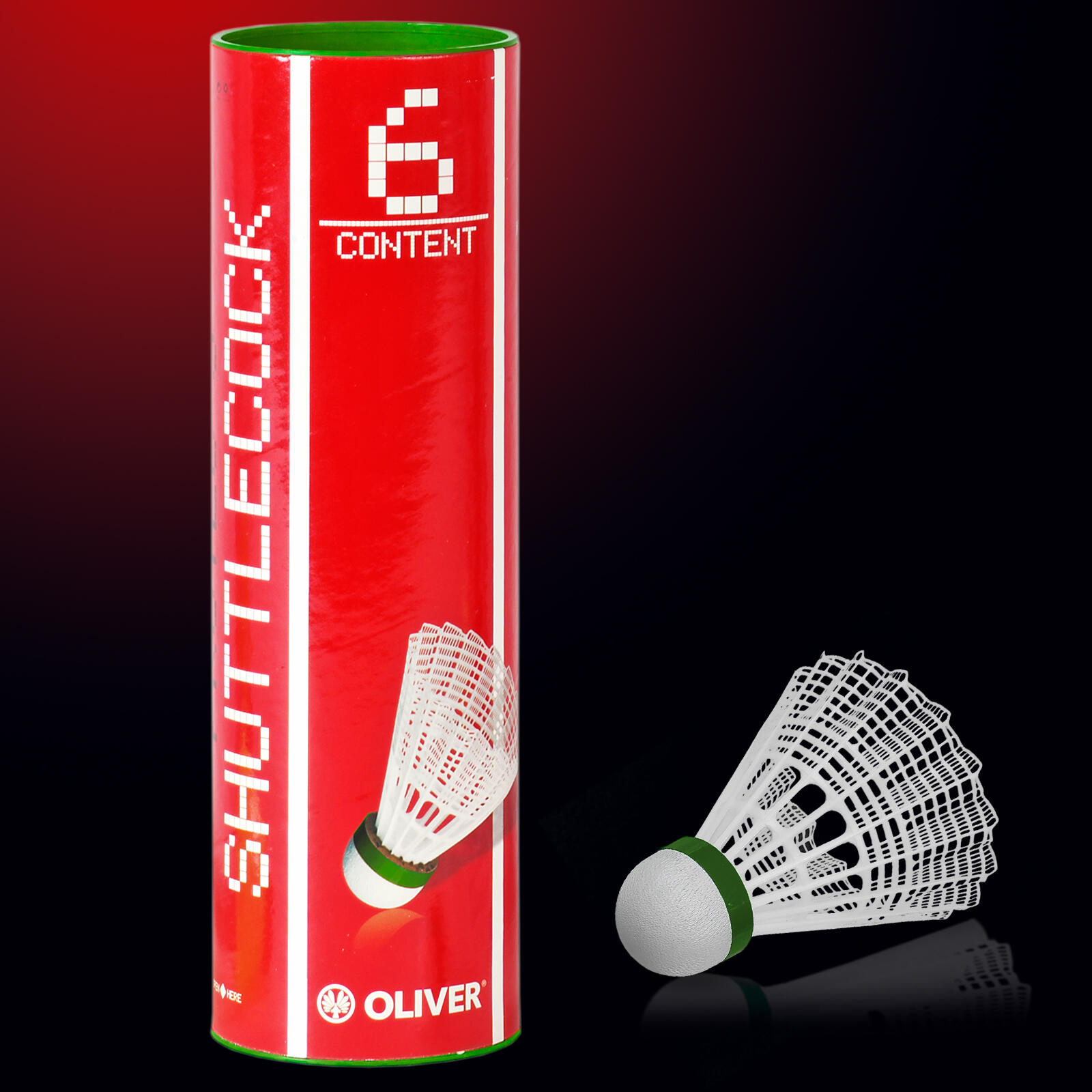 OLIVER Nylon shuttlecocks - 6-pack wit/groen 2/2