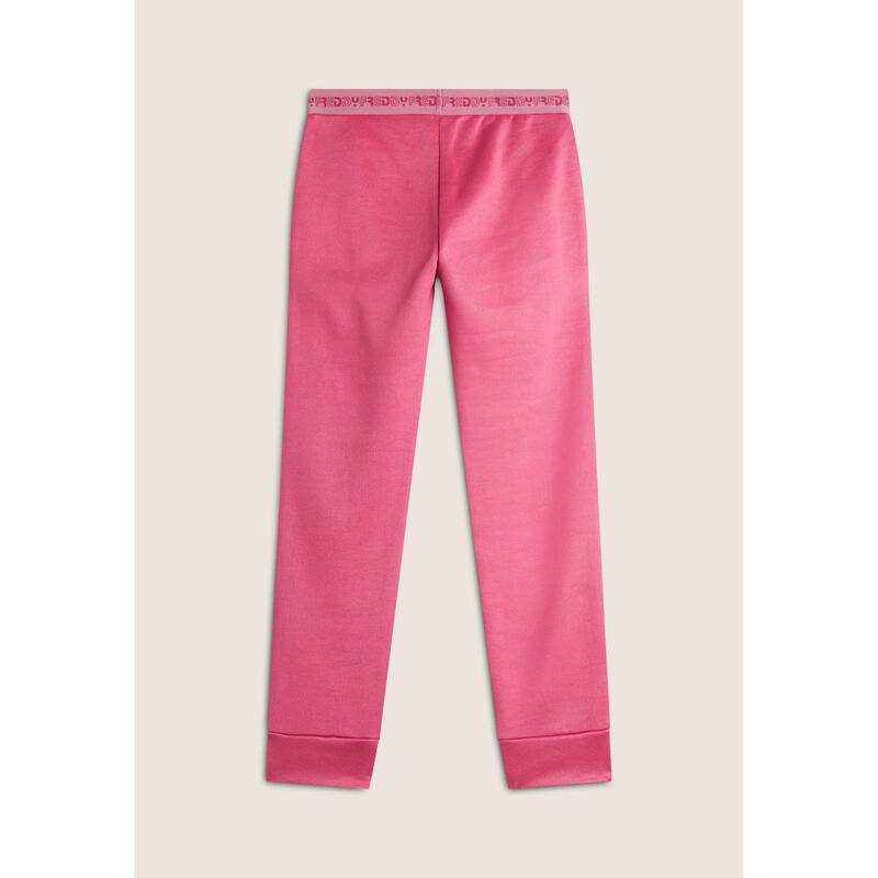 Pantalon pour fille avec élastique en jacquard et passepoils contrastés