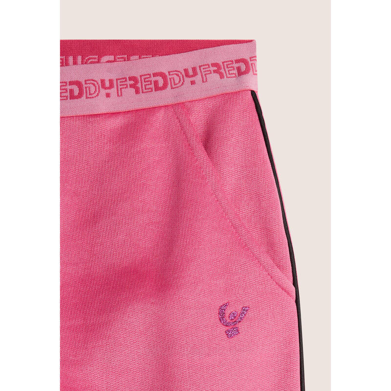 Pantalon pour fille avec élastique en jacquard et passepoils contrastés