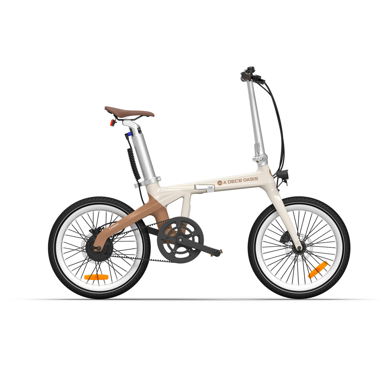 Bicicleta elétrica dobrável em carbono ado, transmissão por correia, 14.5kg, lcd