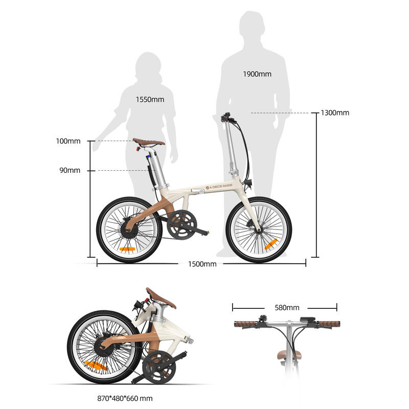 ADO Carbone Vélo électrique Pliant,Entraînement par Courroie EBike,GPS,LCD,APP