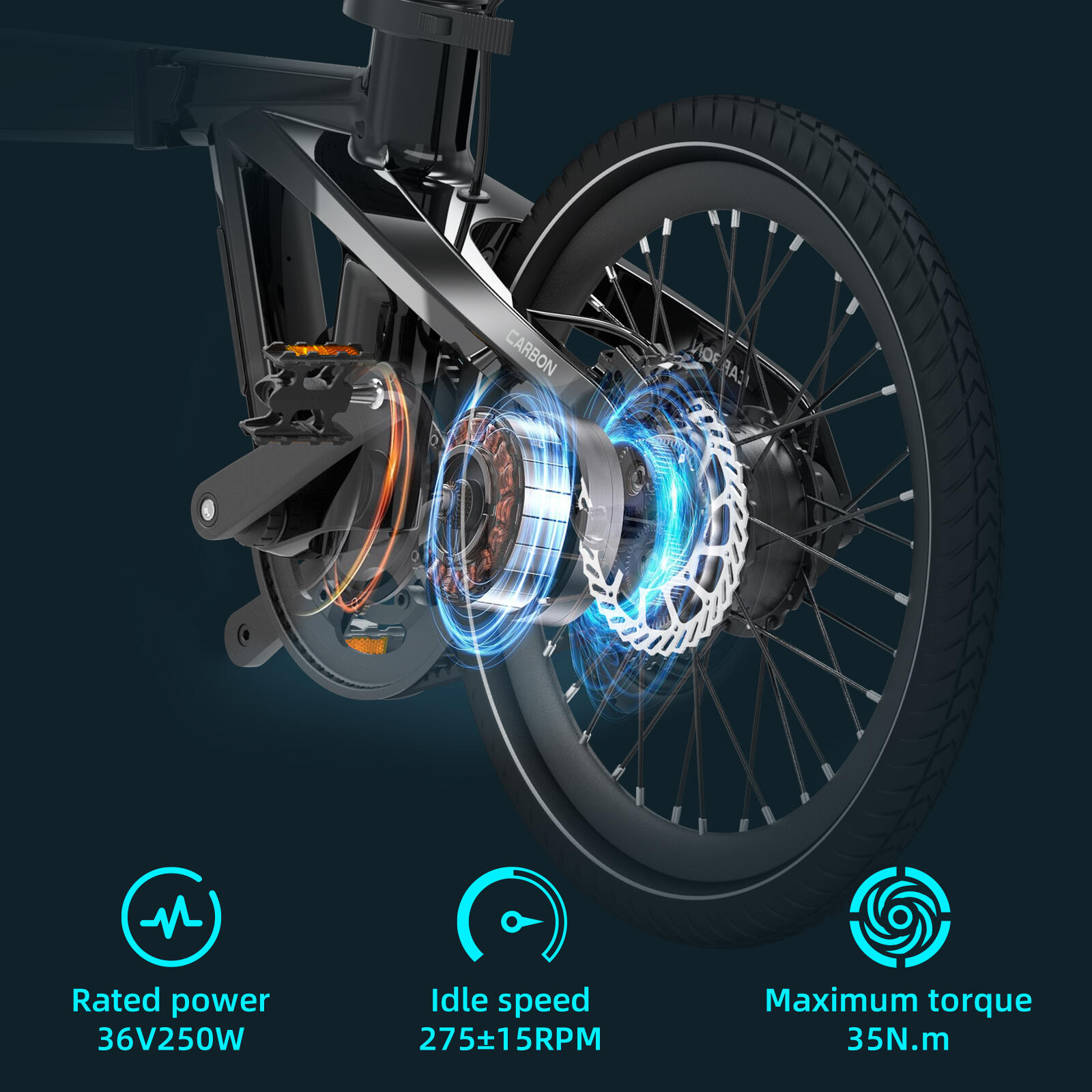 ADO CarbonPro Opvouwbare Elektrische Fiets, EBike Riemaandrijving, GPS, LCD, APP 3/7