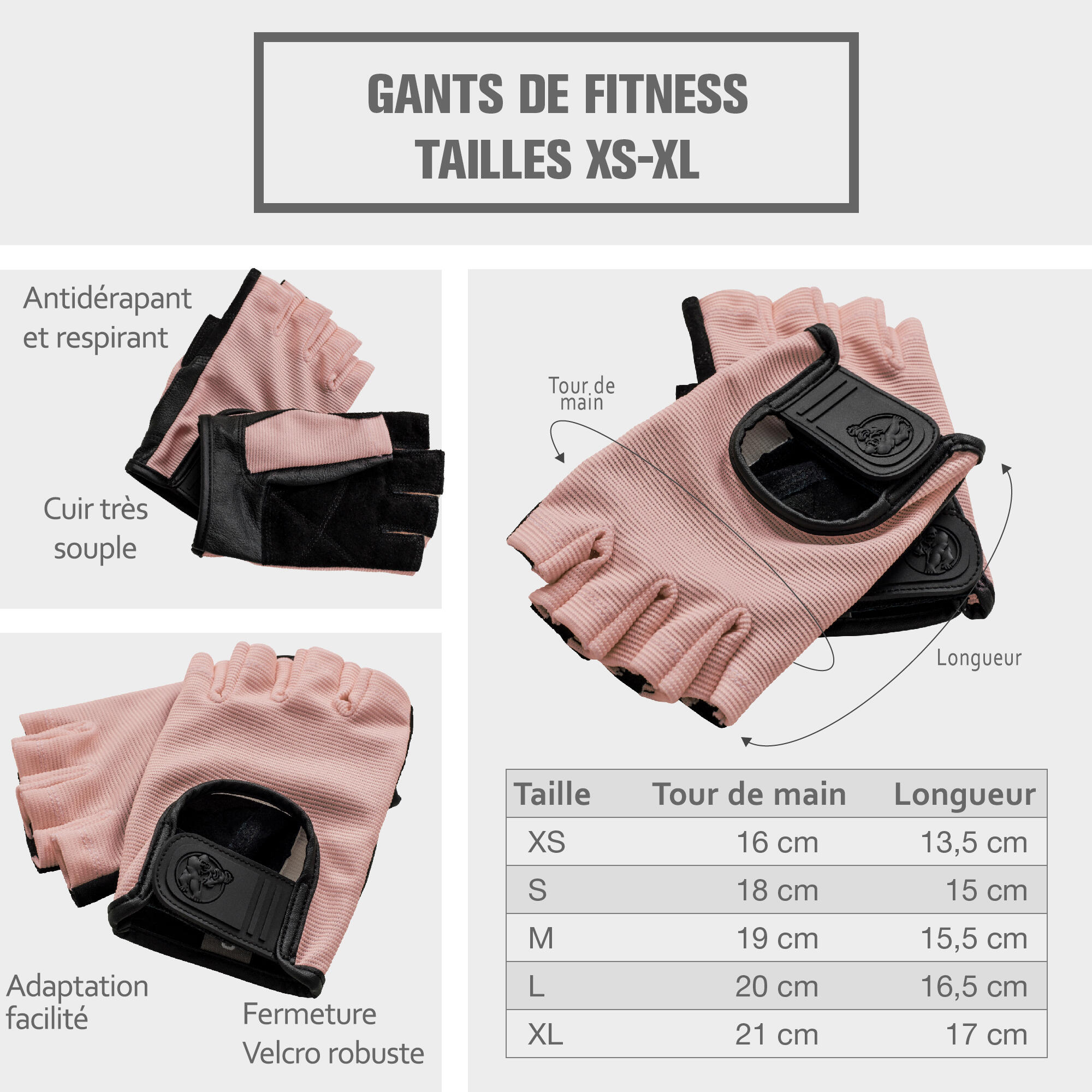 Gorilla Sports Soft Leather Fitness Gloves - Bordeaux/Pink 4/7