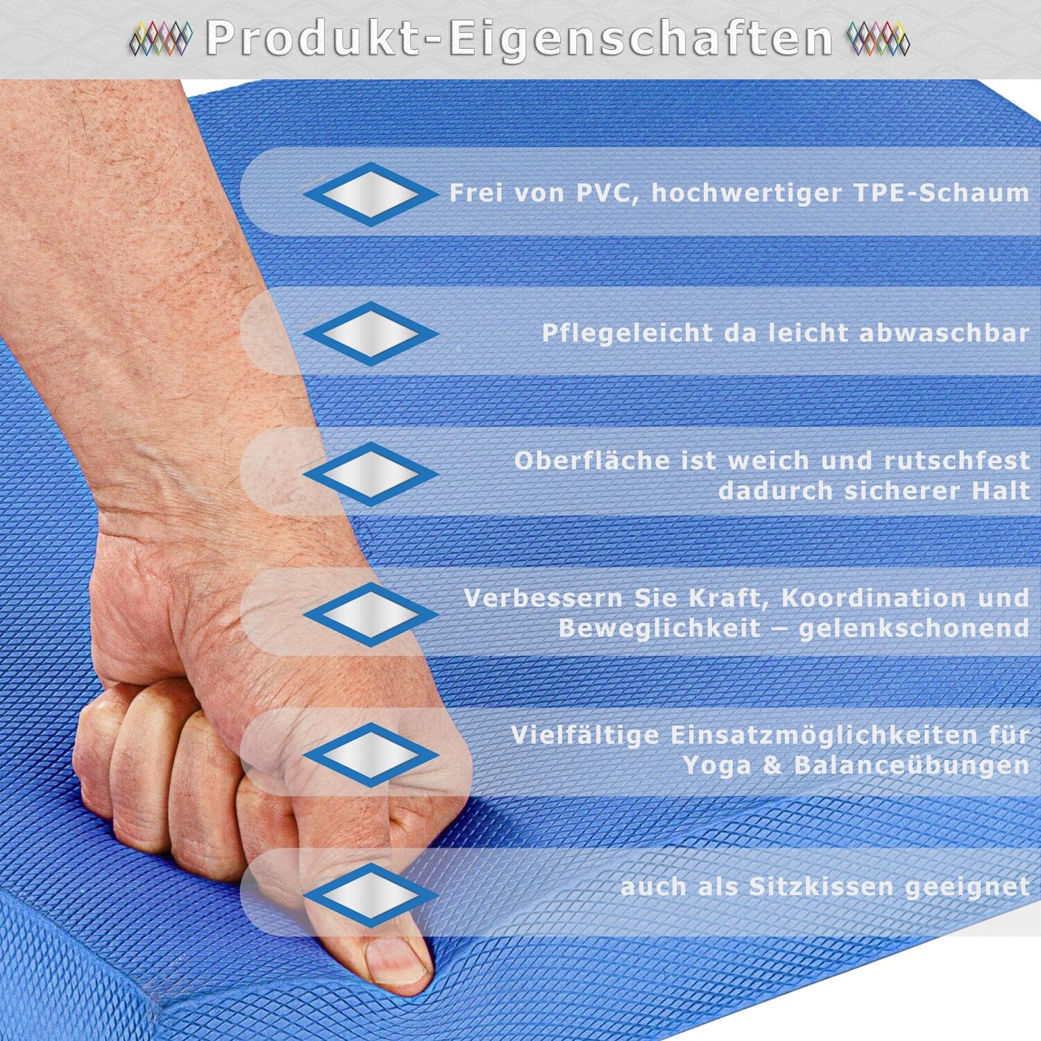 Movit Balance Pad - Balanskussen - Yoga - Pilates - Meditatie - Blauw 4/7