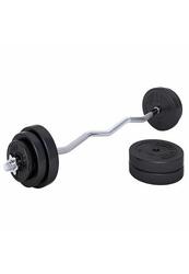 KIT HALTÈRE 35KG AVEC BARRE CURL + DISQUES PLASTIQUE | MUSCULATION | 30MM/31MM