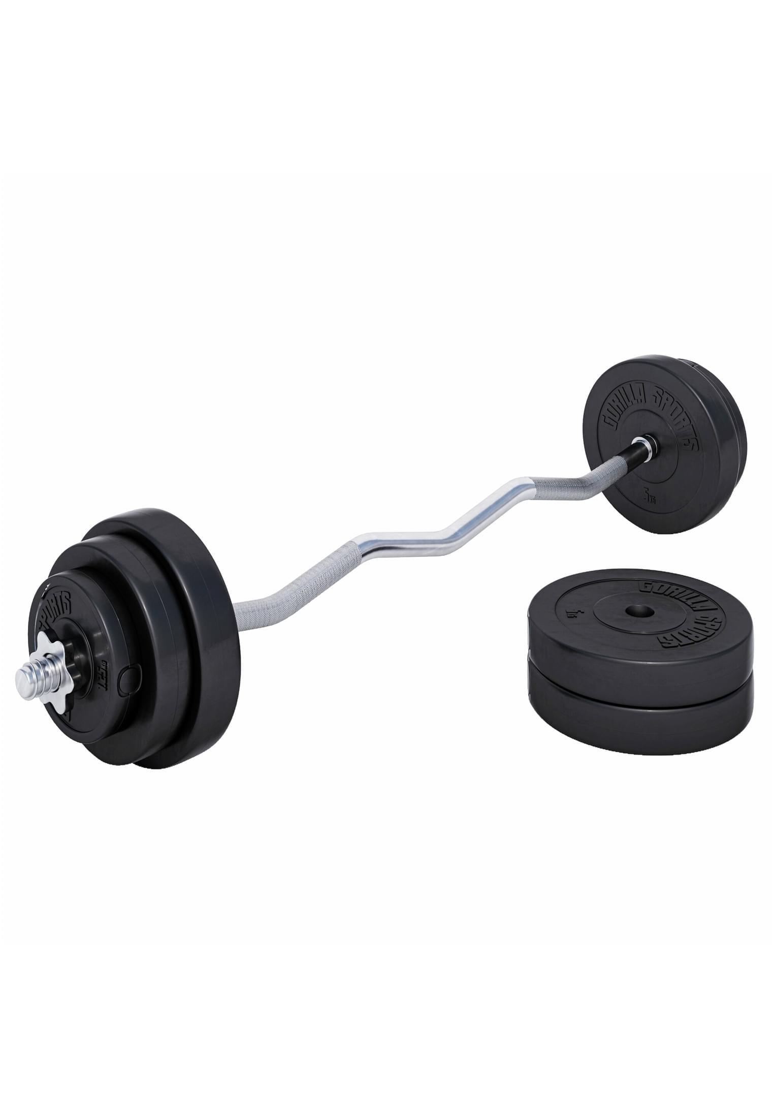GORILLA SPORTS Kit Musculación Curl EZ Gorilla de 35 Kg Diámetro 30/31mm