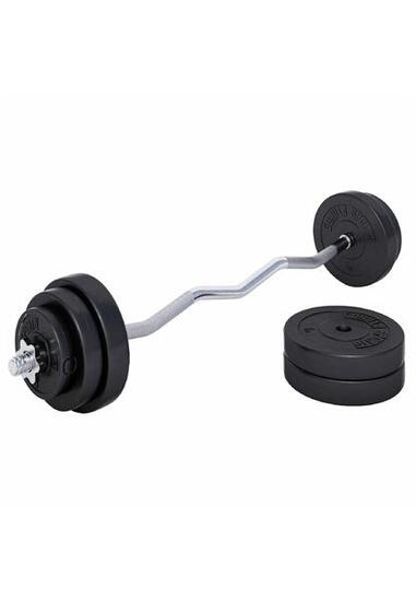 KIT HALTÈRE 35KG AVEC BARRE CURL + DISQUES PLASTIQUE | MUSCULATION | 30MM/31MM