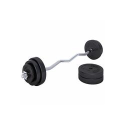 KIT HALTÈRE 35KG AVEC BARRE CURL + DISQUES PLASTIQUE | MUSCULATION | 30MM/31MM