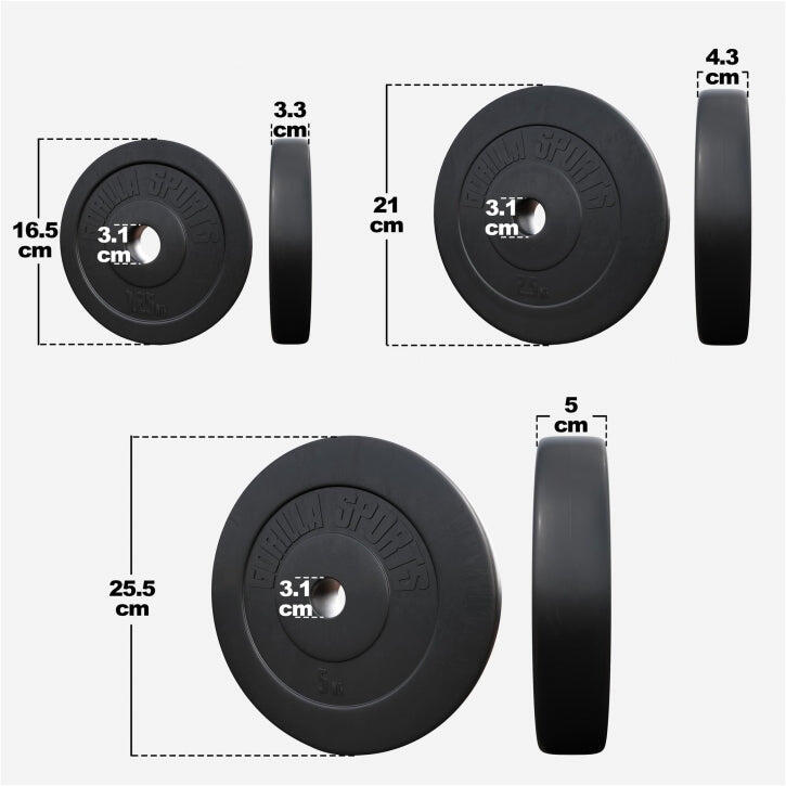 Set discuri din plastic umplute cu ciment 27.5 kg - 2 x 1.25 kg, 2 x 2.5 kg și 4