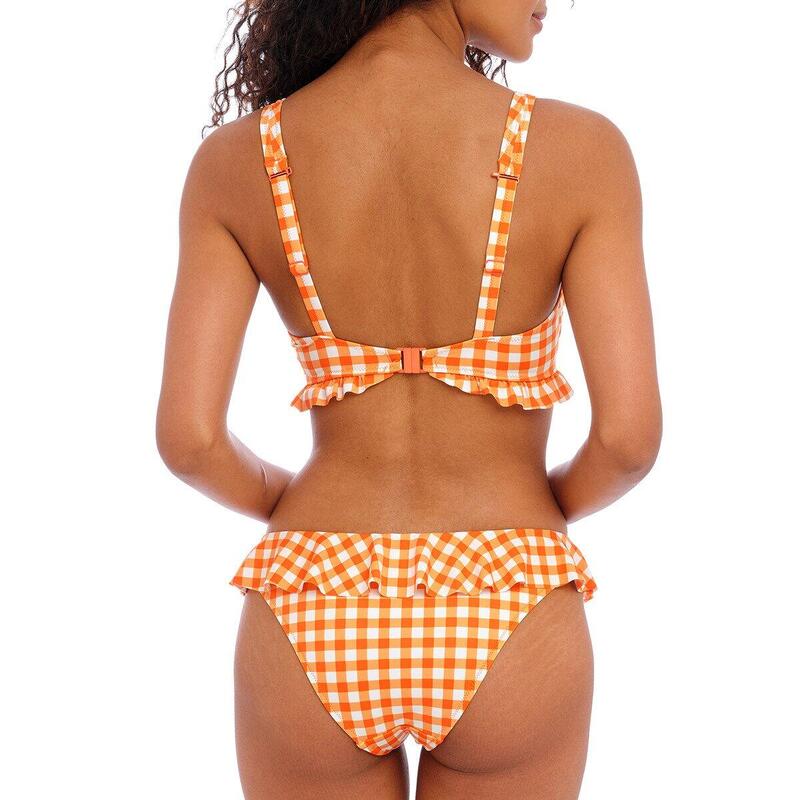 Bikinitop met ruches en vichy print Check in