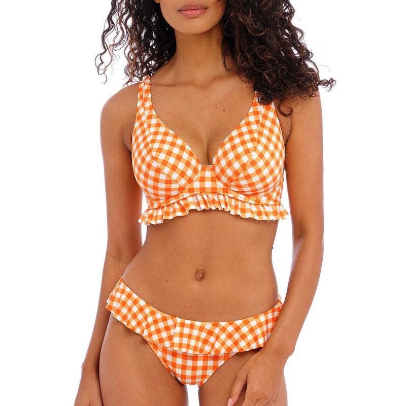 Bikinitop met ruches en vichy print Check in