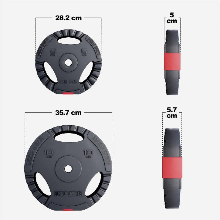 Set discuri din ciment cu prinderi 30 kg, 2 x 5 kg - 2 x 10 kg 30/31mm