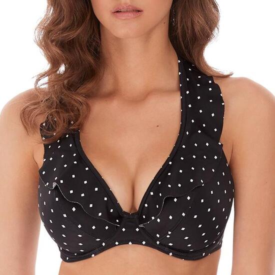 Bikini-Oberteil mit tiefem Ausschnitt und Rüschen Jewel cove