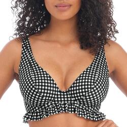 Haut de maillot à volant imprimé vichy Check in