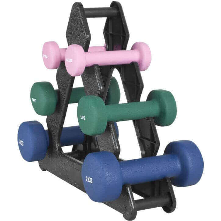 SUPPORT NOIR POUR 6 HALTÈRES VINYLES | FITNESS ET MUSCULATION