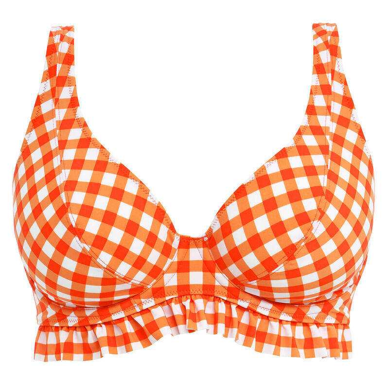 Bikinitop met ruches en vichy print Check in