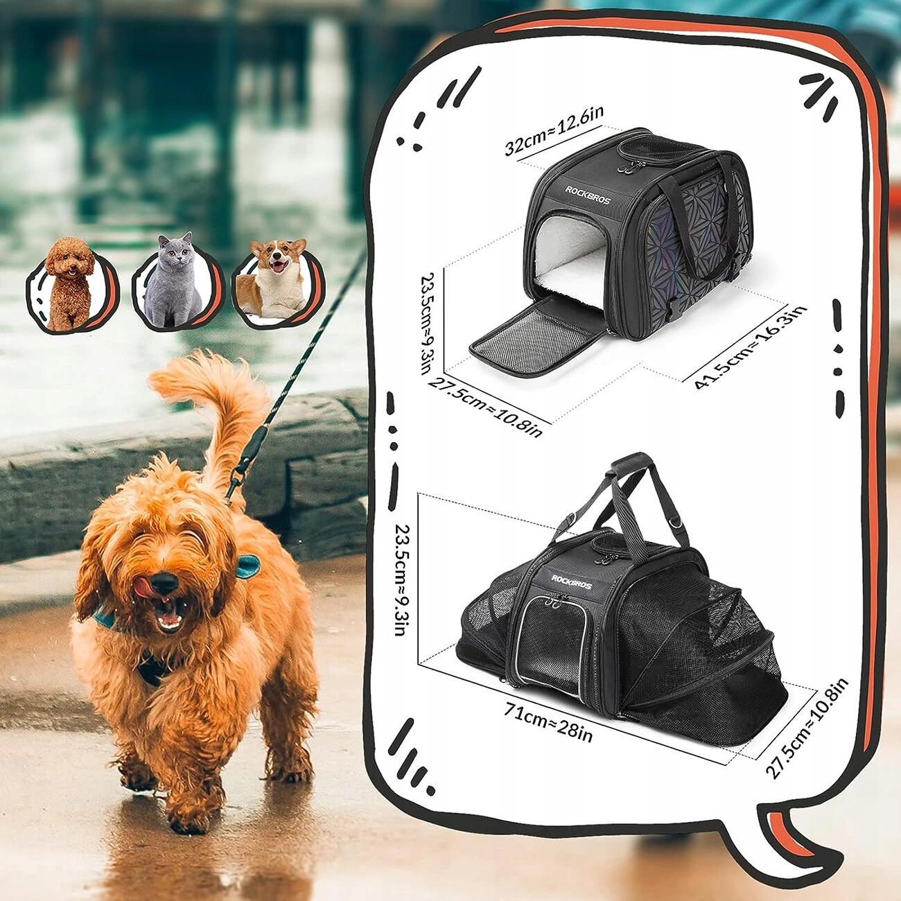 Sac de transport de vélo pour chats et chiens Rockbros 3/7