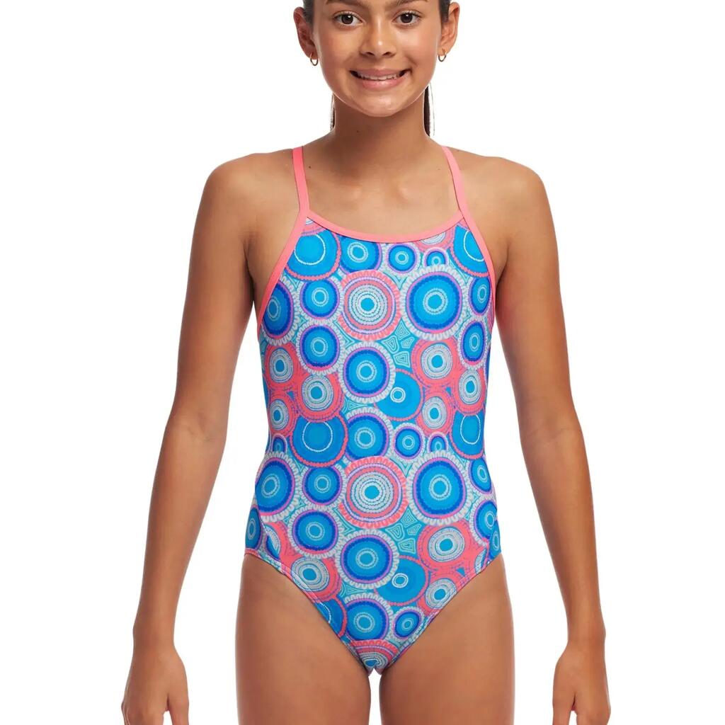 Funkita Girls Bundjalung Blue Diamond Back Swimsuit -Blue/Pink