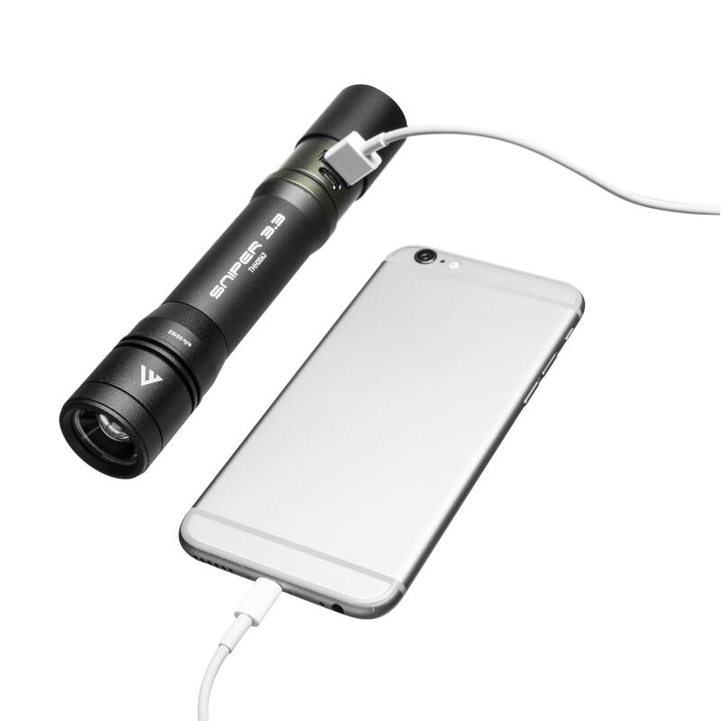 Zaklamp Sniper 3.3 Powerbank - 1020 lumen - 2800 mAh - Zwart 5/5
