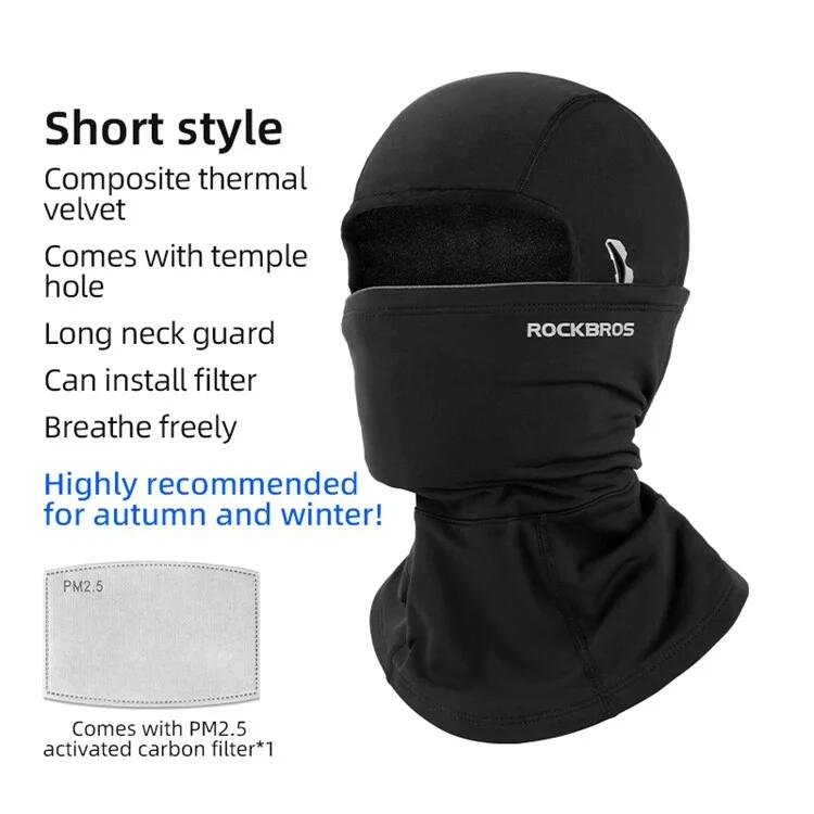 Kort, warm fleece gezichtsmasker voor motorrijden en fietsen
