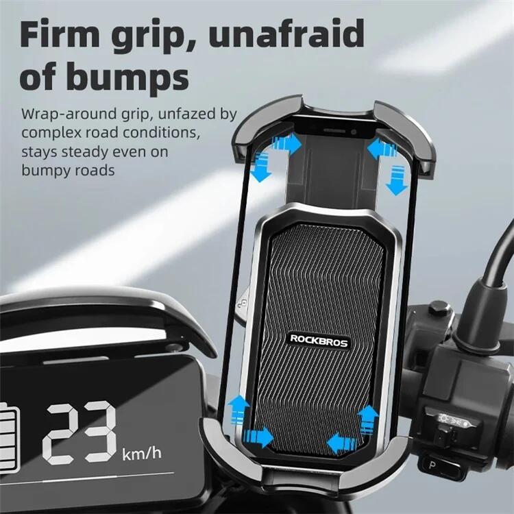 Support Téléphone Pour Moto/VTT - Fixation Anti-choc à Libération Rapide - Rotation 360° - Alliage D'aluminium - Pour Navigation, Trajets Urbains