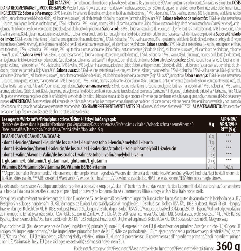 BioTechUSA BCAA Zero 360 gr 4/5