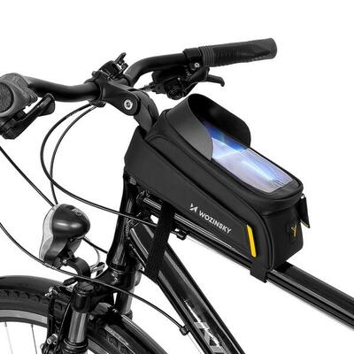 Wozinsky fietstas op frame met telefoonhoesje 1l zwart