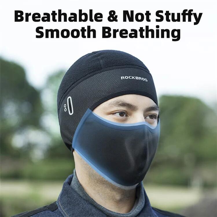 ROCKBROS Bivakmuts, winter, motorfiets, warm, nekwarmer, ademend, motorfiets, skimasker, winddicht, warm, balaclava voor outdoorsporten, fietsen, skiën, motorrijden, mannen, vrouwen, één maat, zwart
