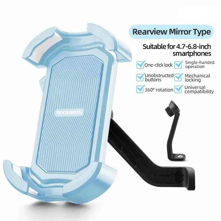 Suport pentru smartphone biciclete antichoc, retrovizor Hw-128, albastru