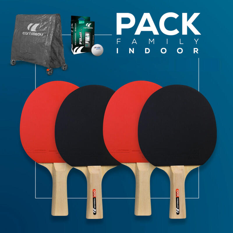 Cornilleau - Family Pack Indoor - Raquettes Et Balles De Ping-pong Intérieur - Raquette De Tennis De Table - Noir - Concave - Decathlon