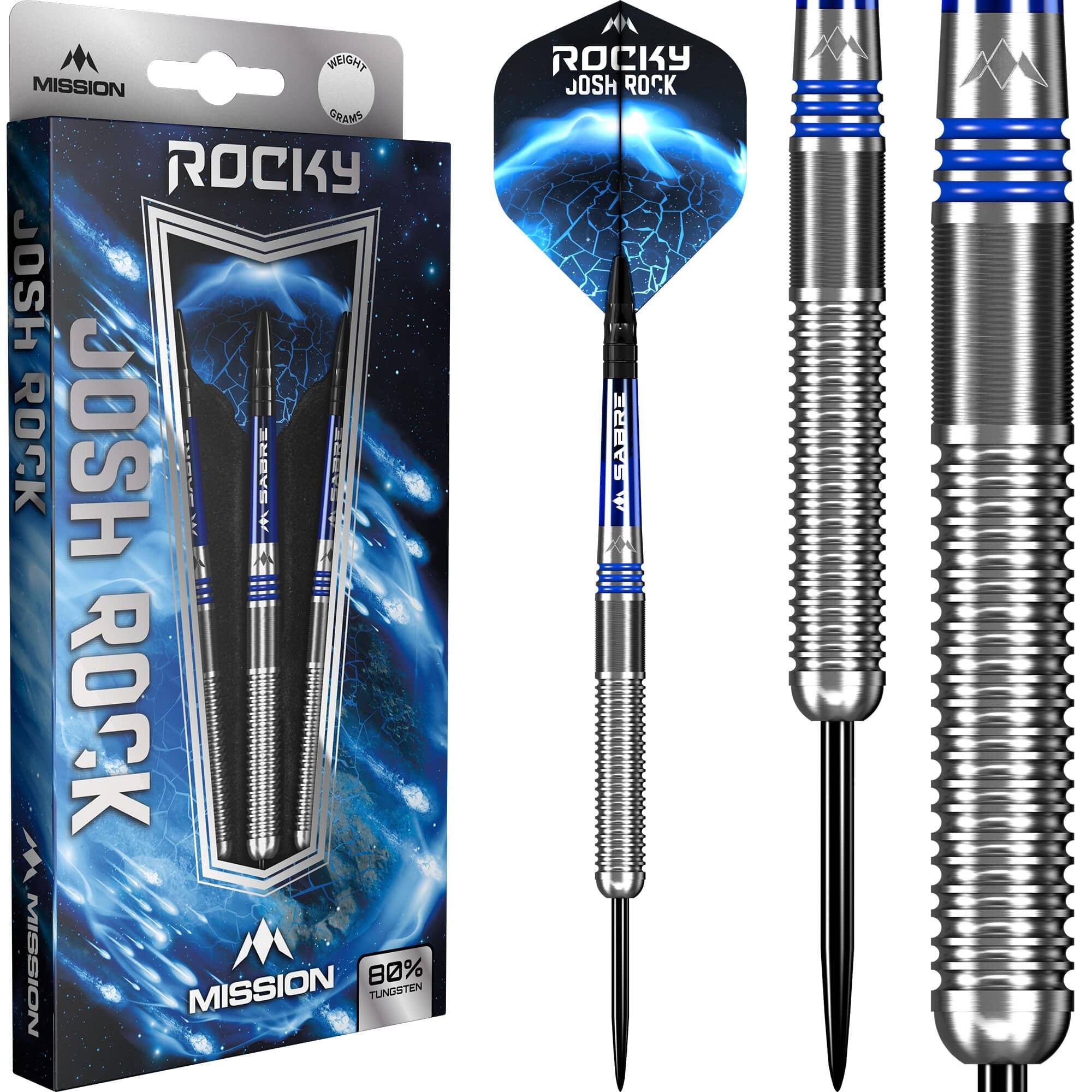 Mission Josh Rock Darts - Steel Tip - 80% - Rocky - Silver & Blue 3/5