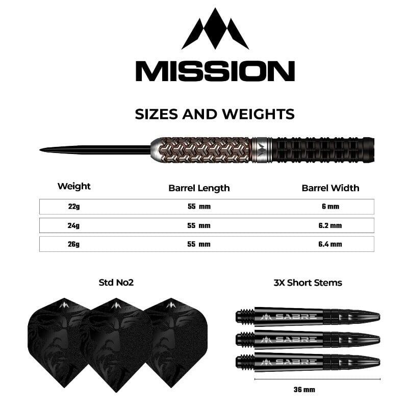 Mission Archon Darts 22g Steeldarts 97,5% Tungsten - Schwarz & Bronze 4/7