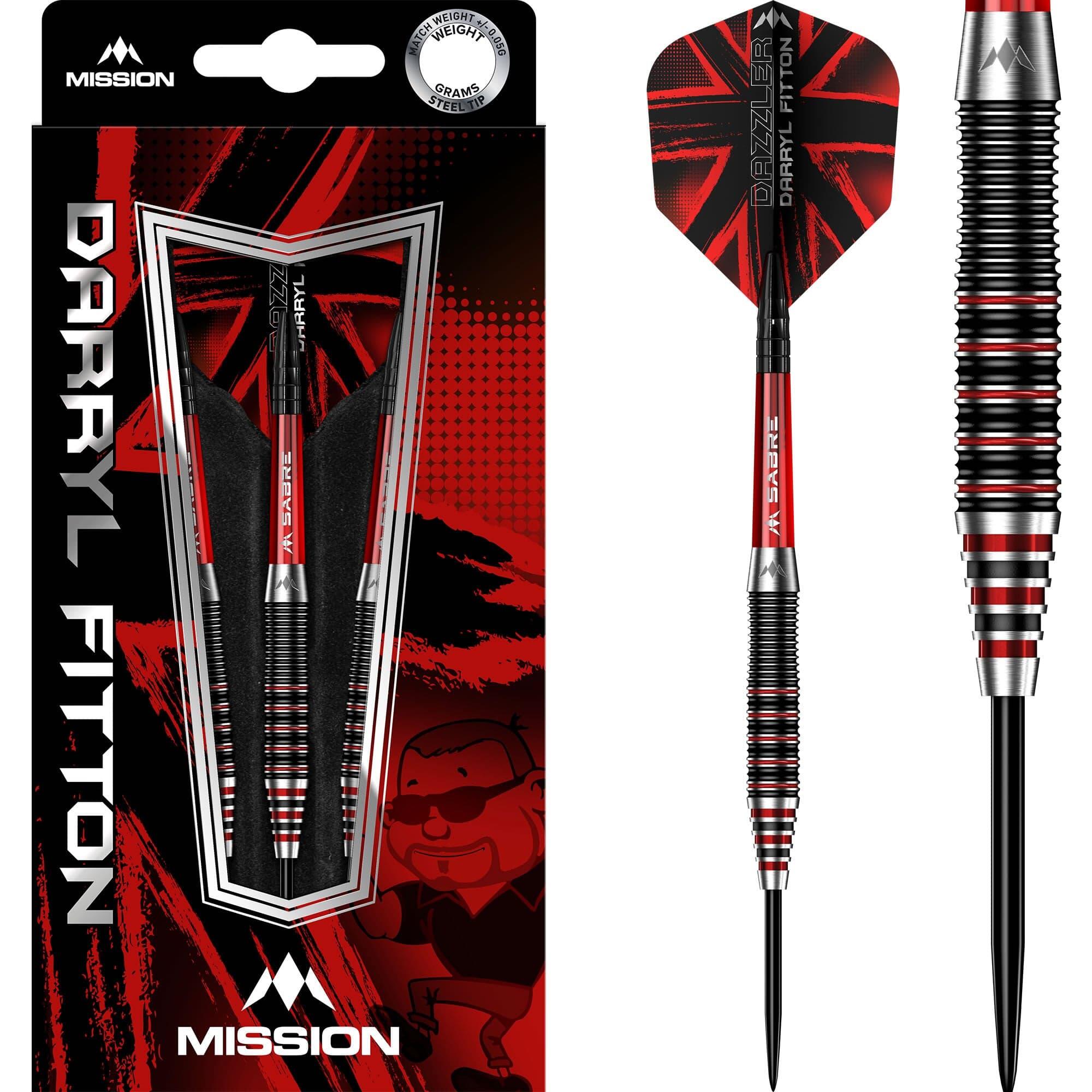 MISSION Mission Darryl Fitton Darts - Steel Tip - Electro Black & Red - The Dazzler