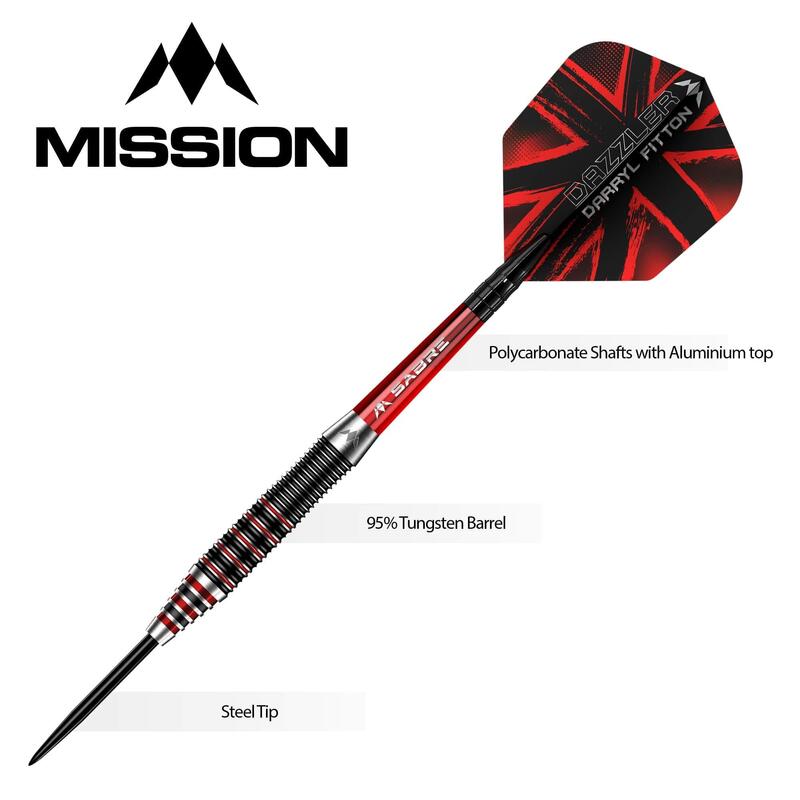 Set sageti darts Mission steel Darryl Fitton Black-Red Electro