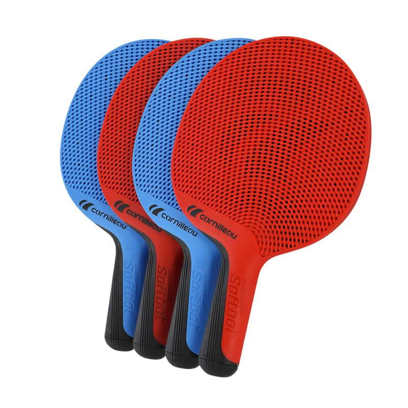 Cornilleau - Softbat Pack Quattro (4 Raquettes Et 4 Balles) - Raquette De Tennis De Table - Bleu|rouge - Droit - Decathlon