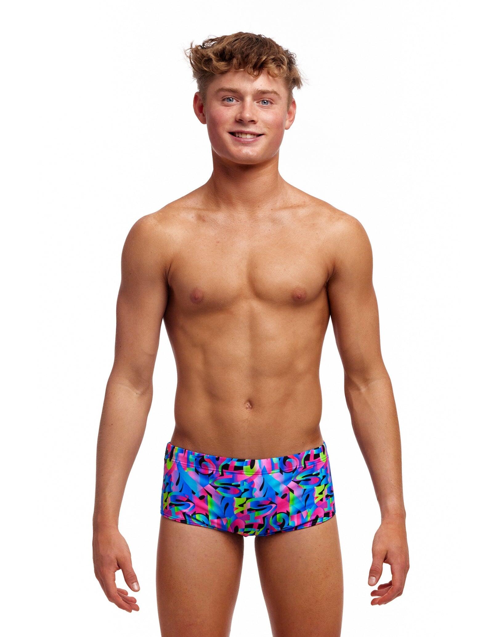 FUNKY TRUNKS Funky Trunks Boys Funk & Blues Sidewinder Swim Trunks - Multi
