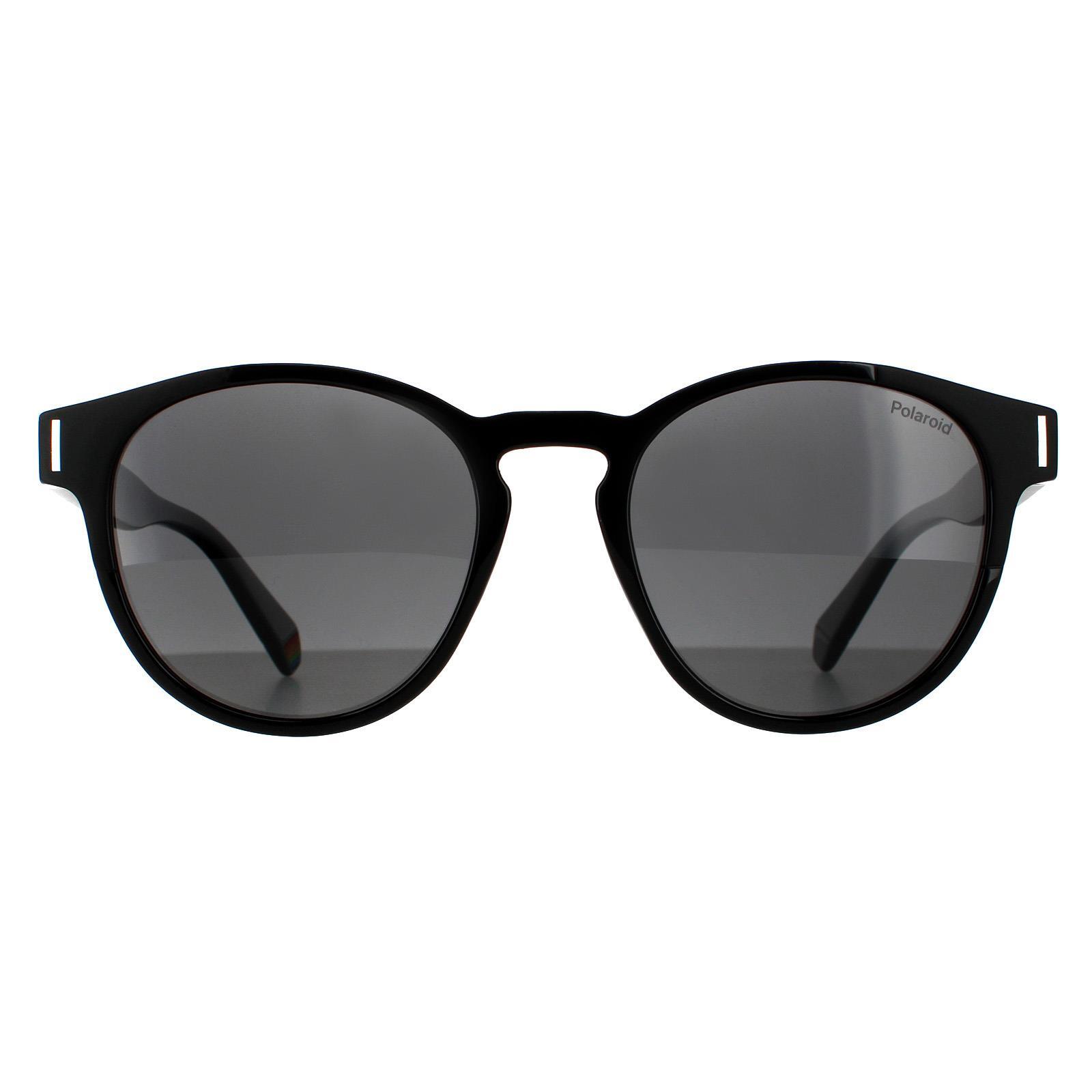 Polaroid Round Unisex Black Grey Polarized Sunglasses