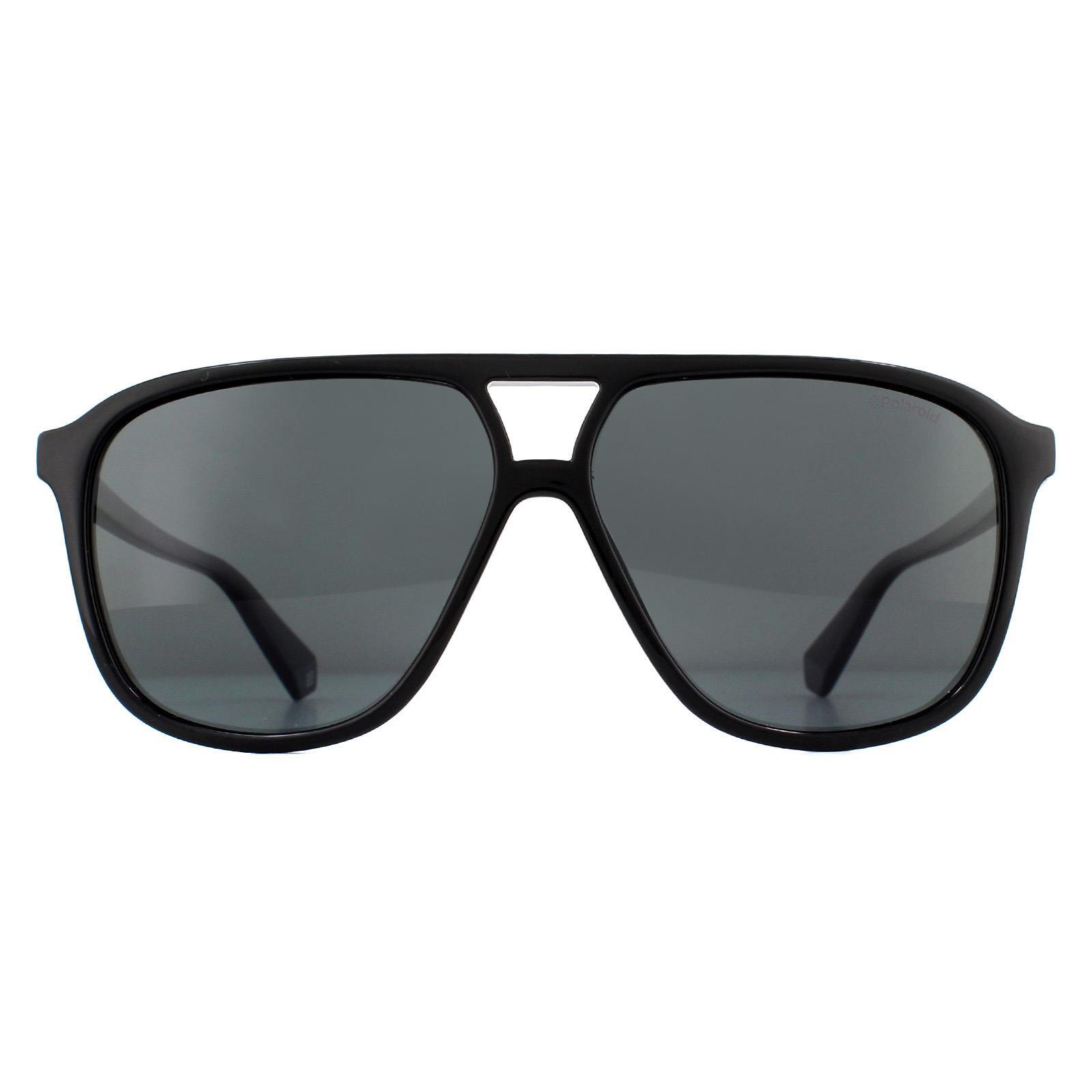 Polaroid Aviator Mens Black Grey Polarized Sunglasses