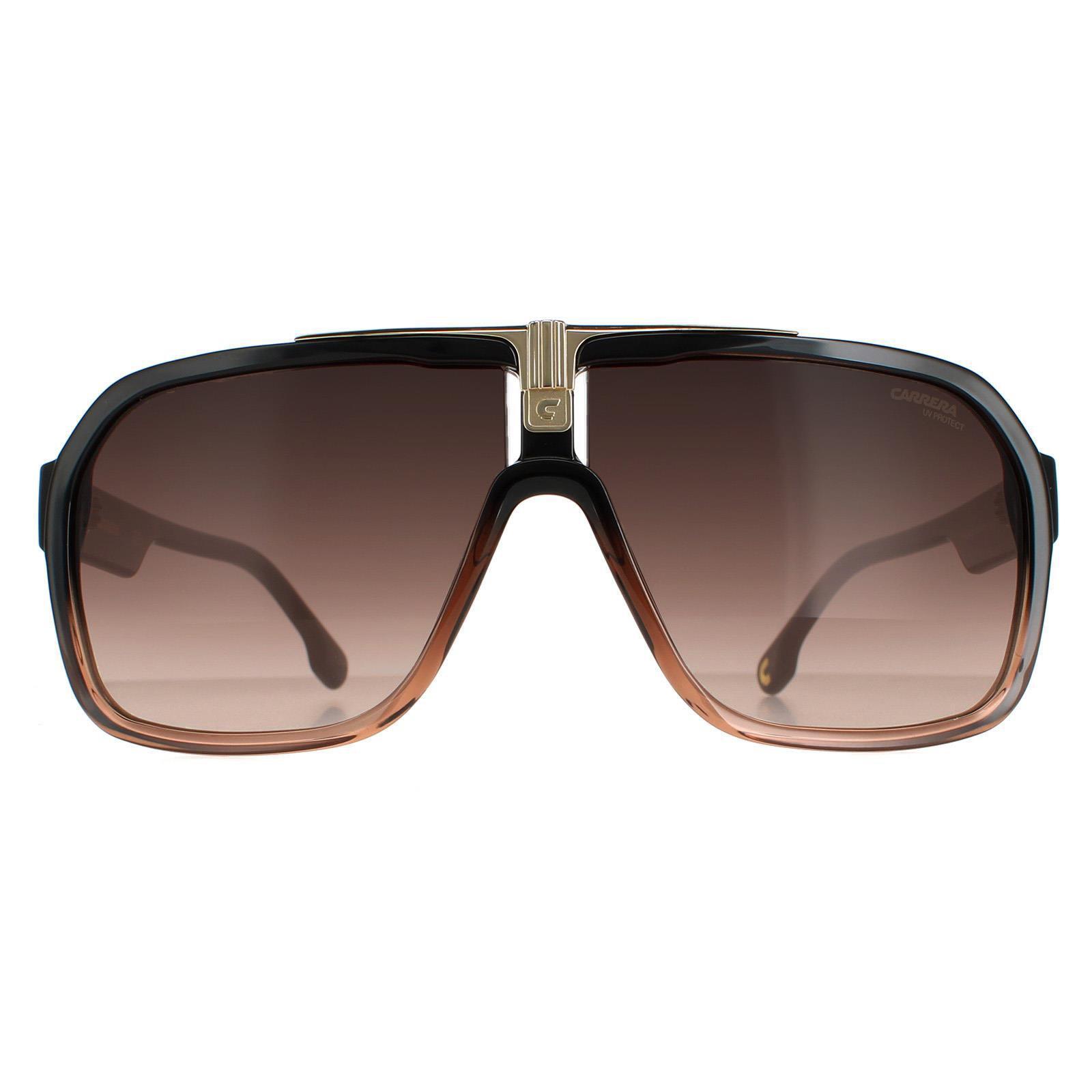 Carrera Aviator Mens Black Brown Brown Gradient Sunglasses