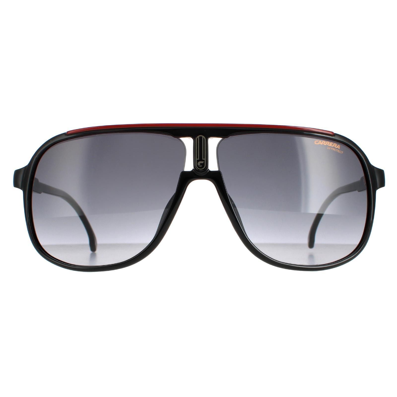 Carrera Aviator Mens Black Red Dark Grey Gradient Sunglasses
