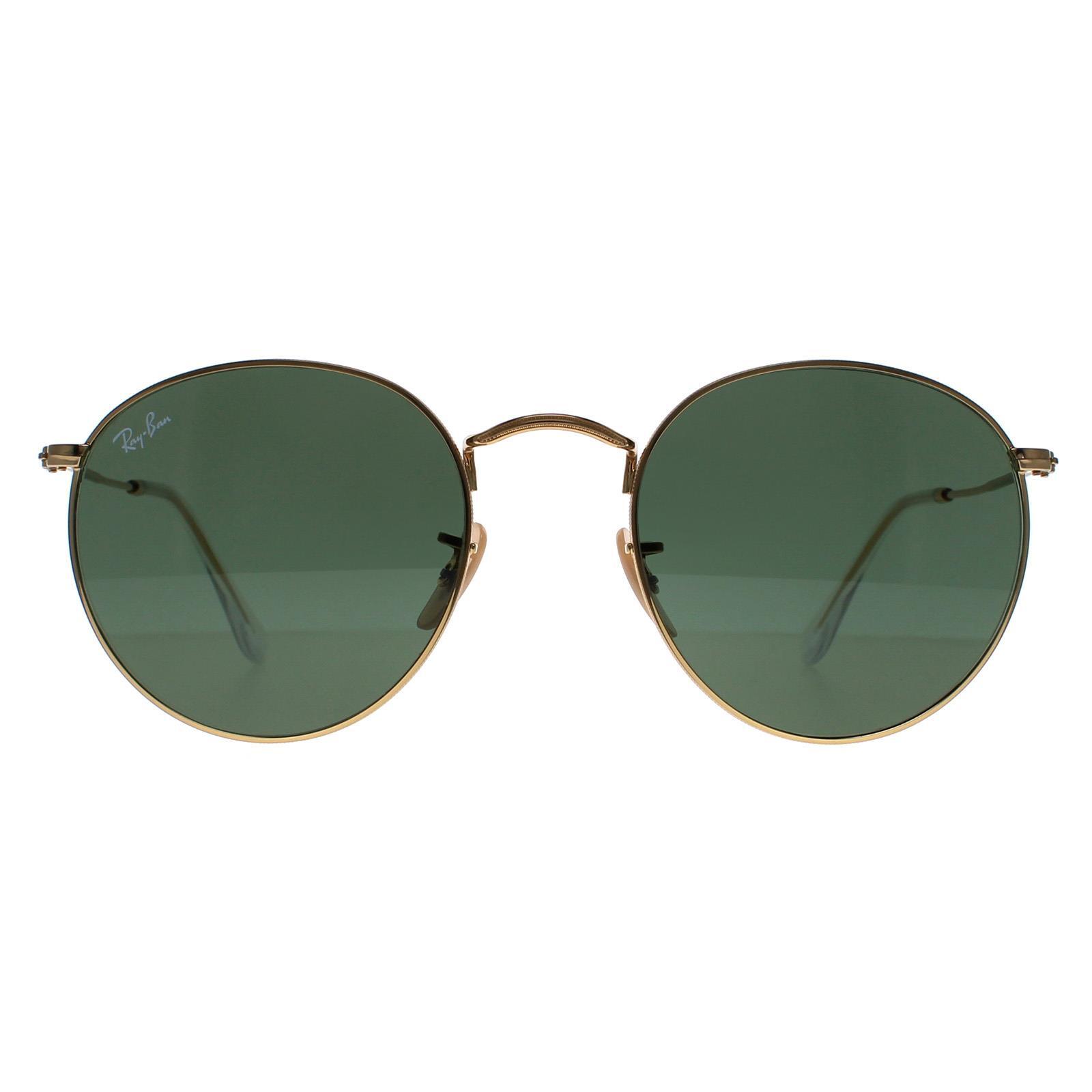 Ray-Ban Round Unisex Gold Green Sunglasses