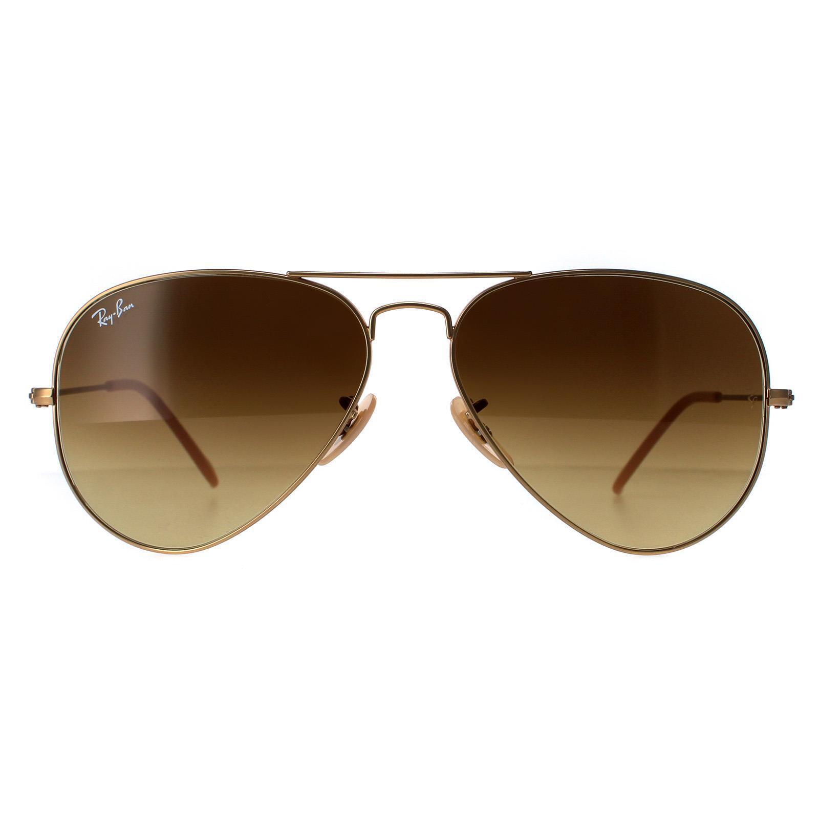 Ray-Ban Aviator Unisex Matt Gold Brown Gradient Sunglasses