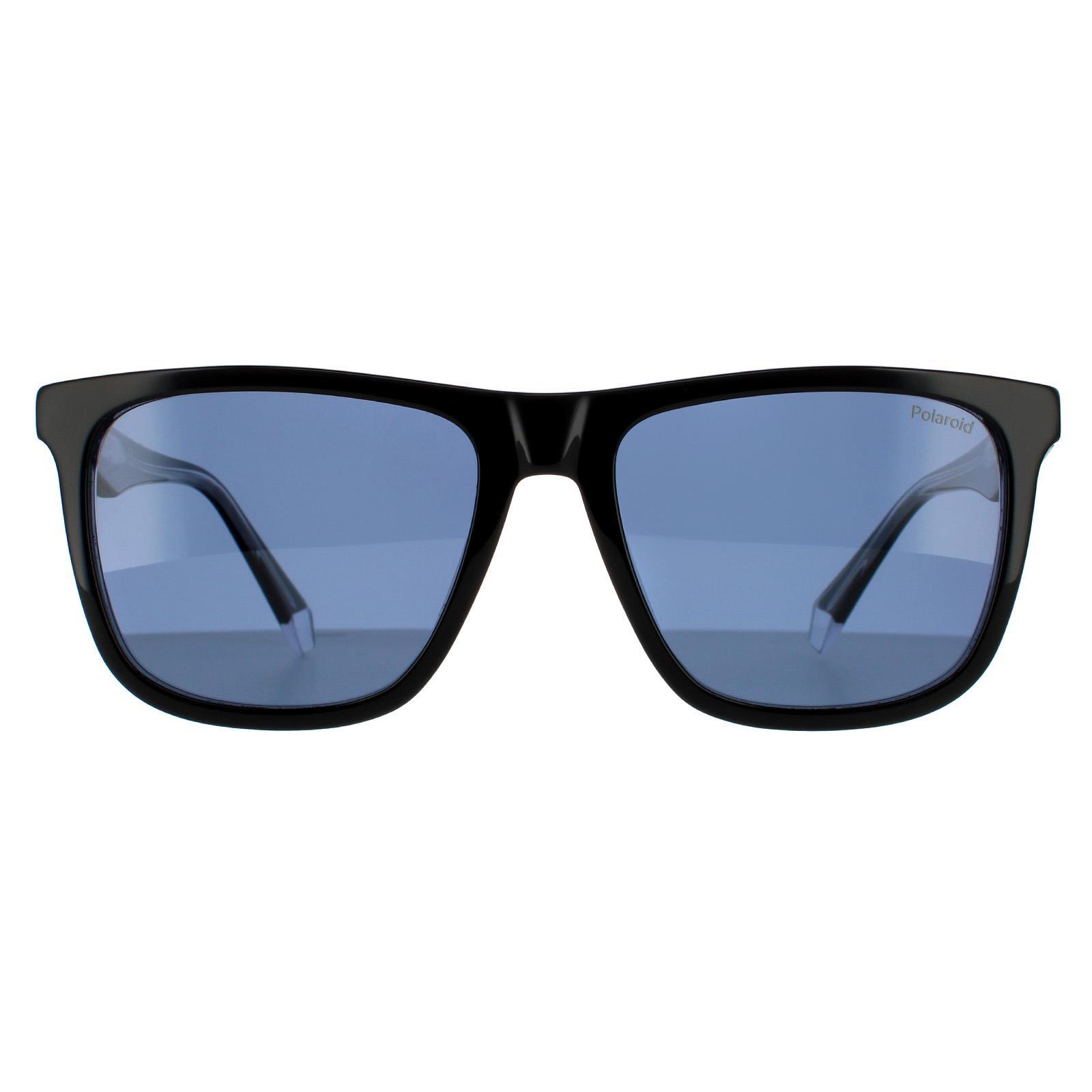 Polaroid Square Unisex Black Blue Polarized Sunglasses