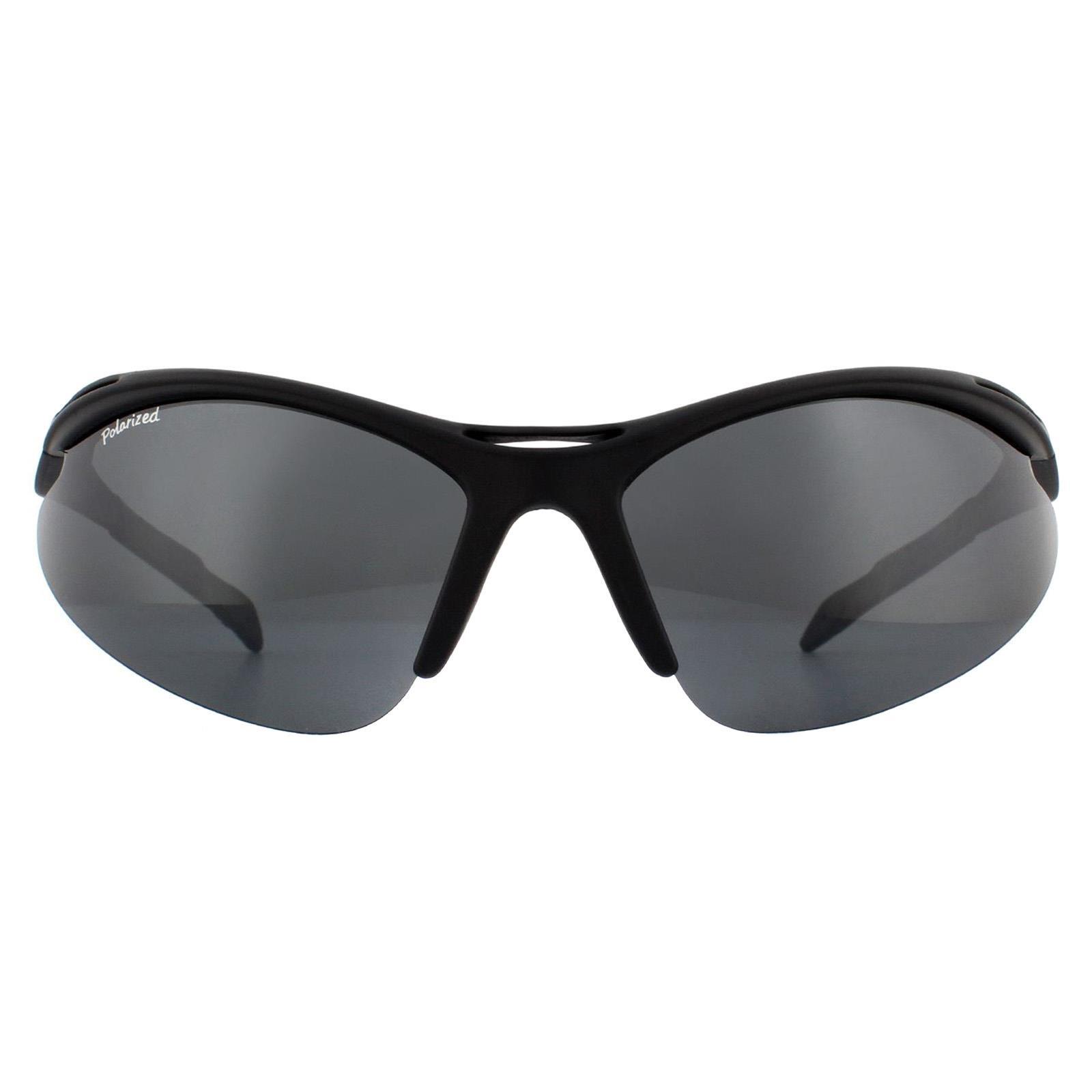 Montana Wrap Mens Black Rubber Smoke Polarized Sunglasses